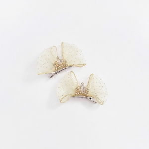 Girl Hair Clip Princess Crown Stand Pair (GHP8865)
